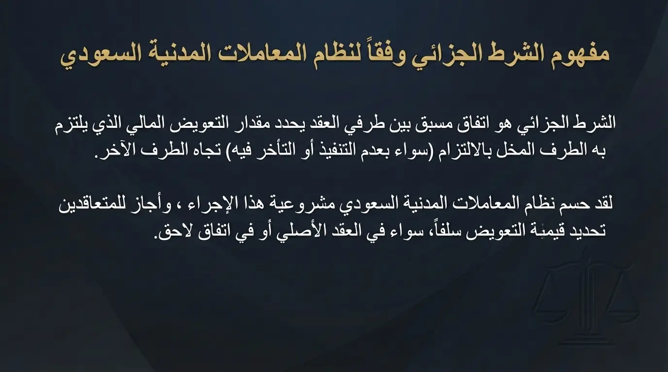 الشرط الجزائي في القانون السعودي